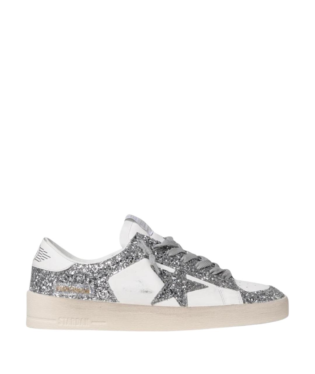 GOLDEN GOOSE Серебряные кожаные кеды, фото 1