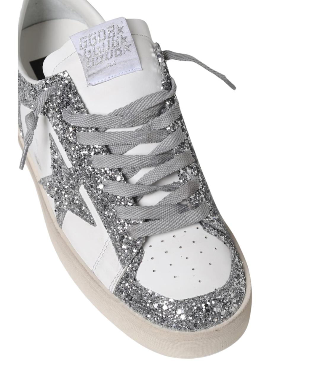 GOLDEN GOOSE Серебряные кожаные кеды, фото 3
