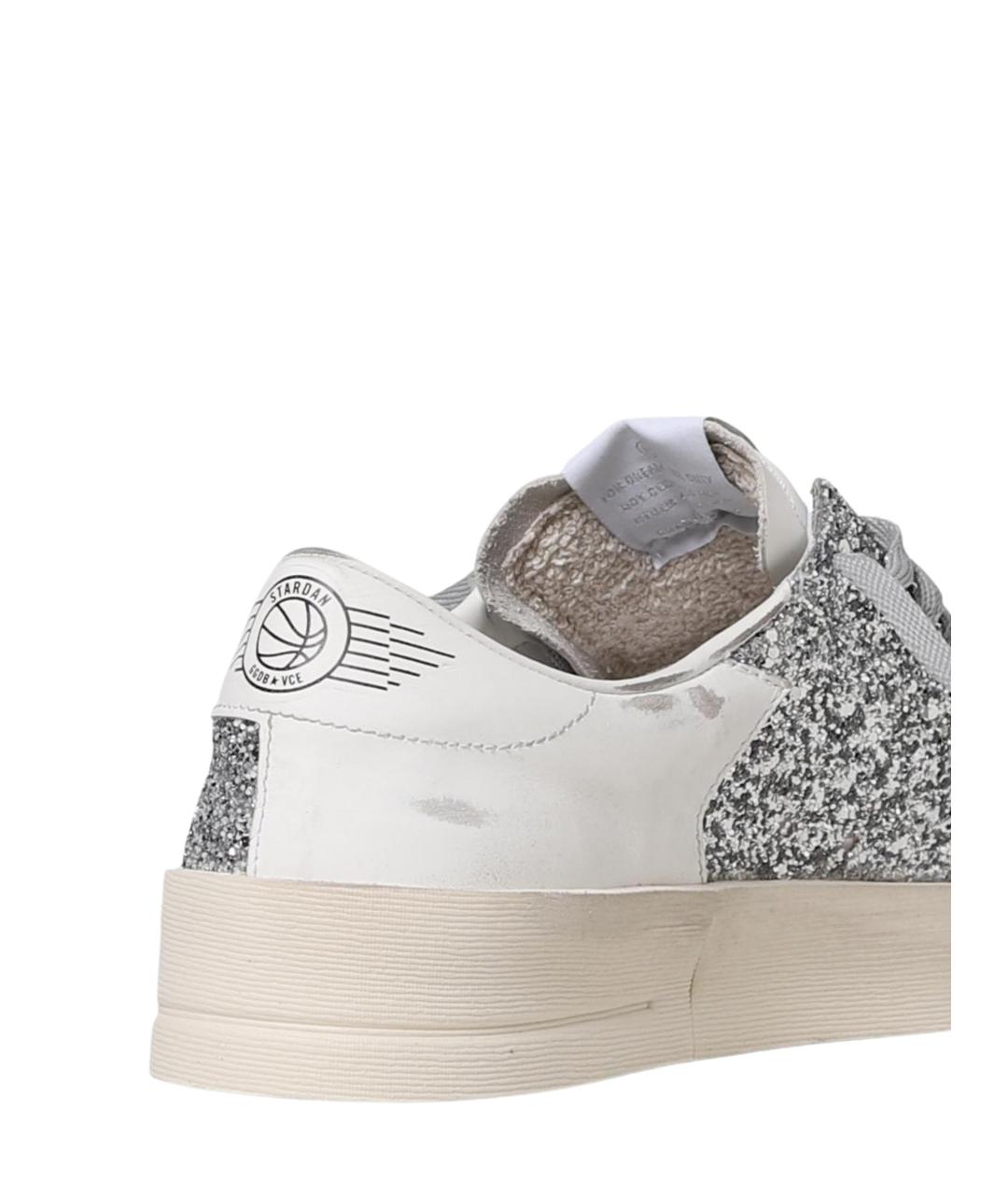 GOLDEN GOOSE Серебряные кожаные кеды, фото 4