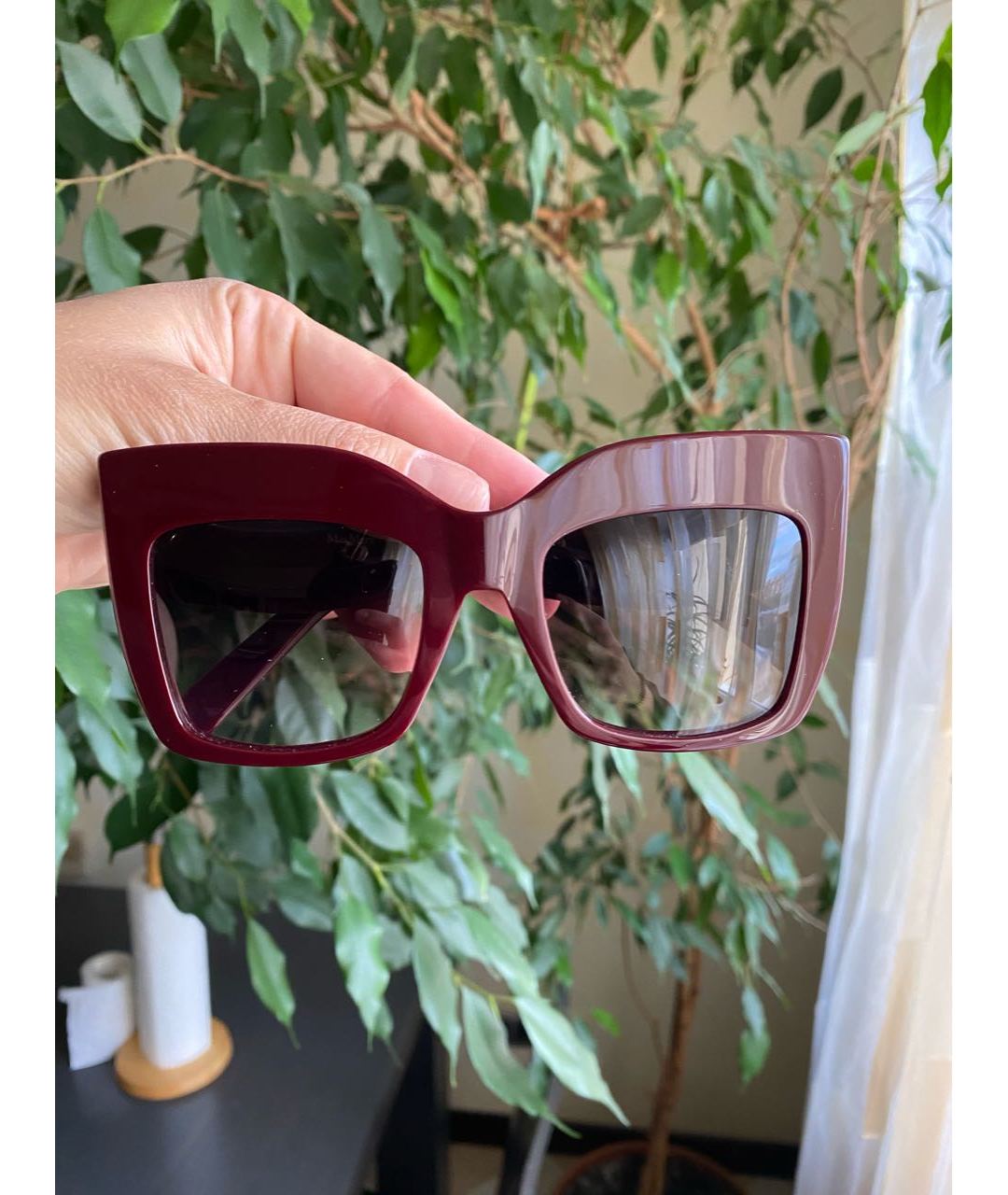 MAX MARA Бордовые пластиковые солнцезащитные очки, фото 5