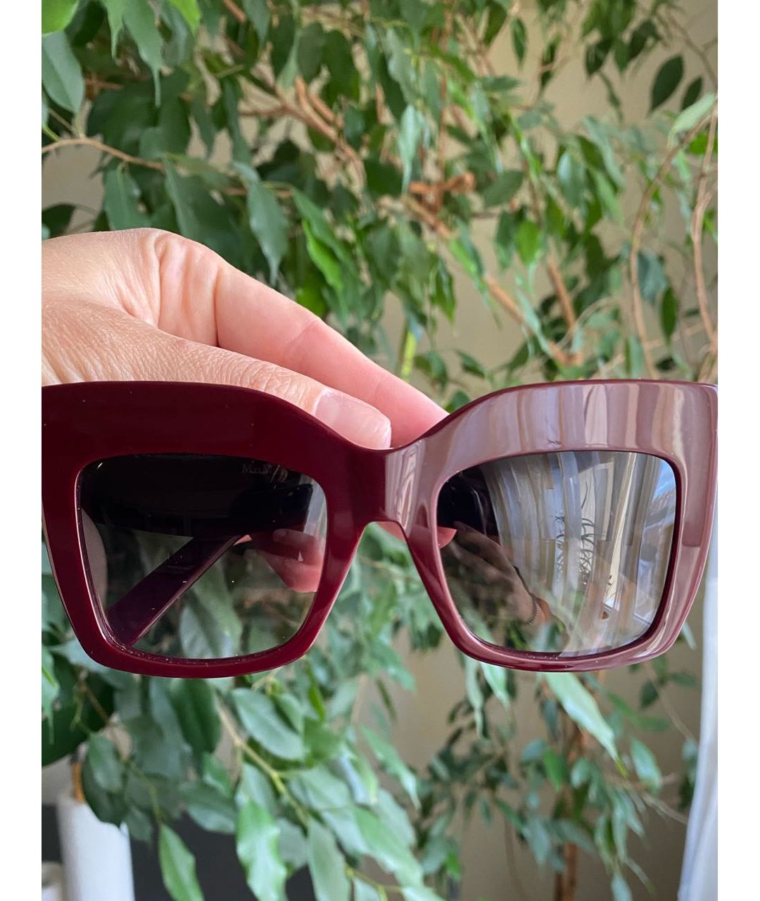 MAX MARA Бордовые пластиковые солнцезащитные очки, фото 4