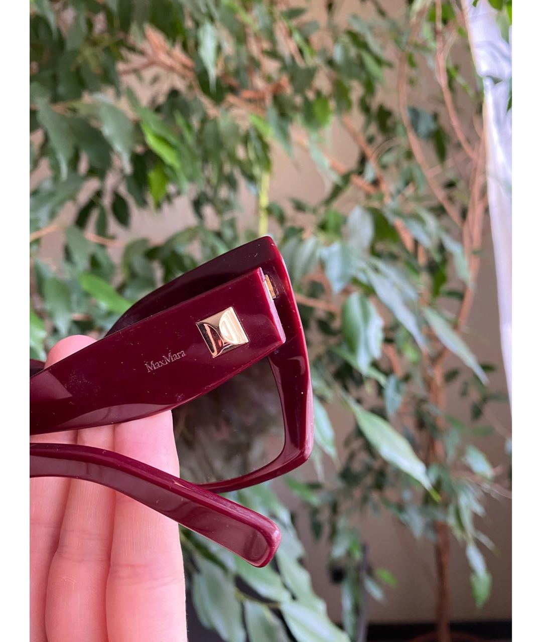 MAX MARA Бордовые пластиковые солнцезащитные очки, фото 2