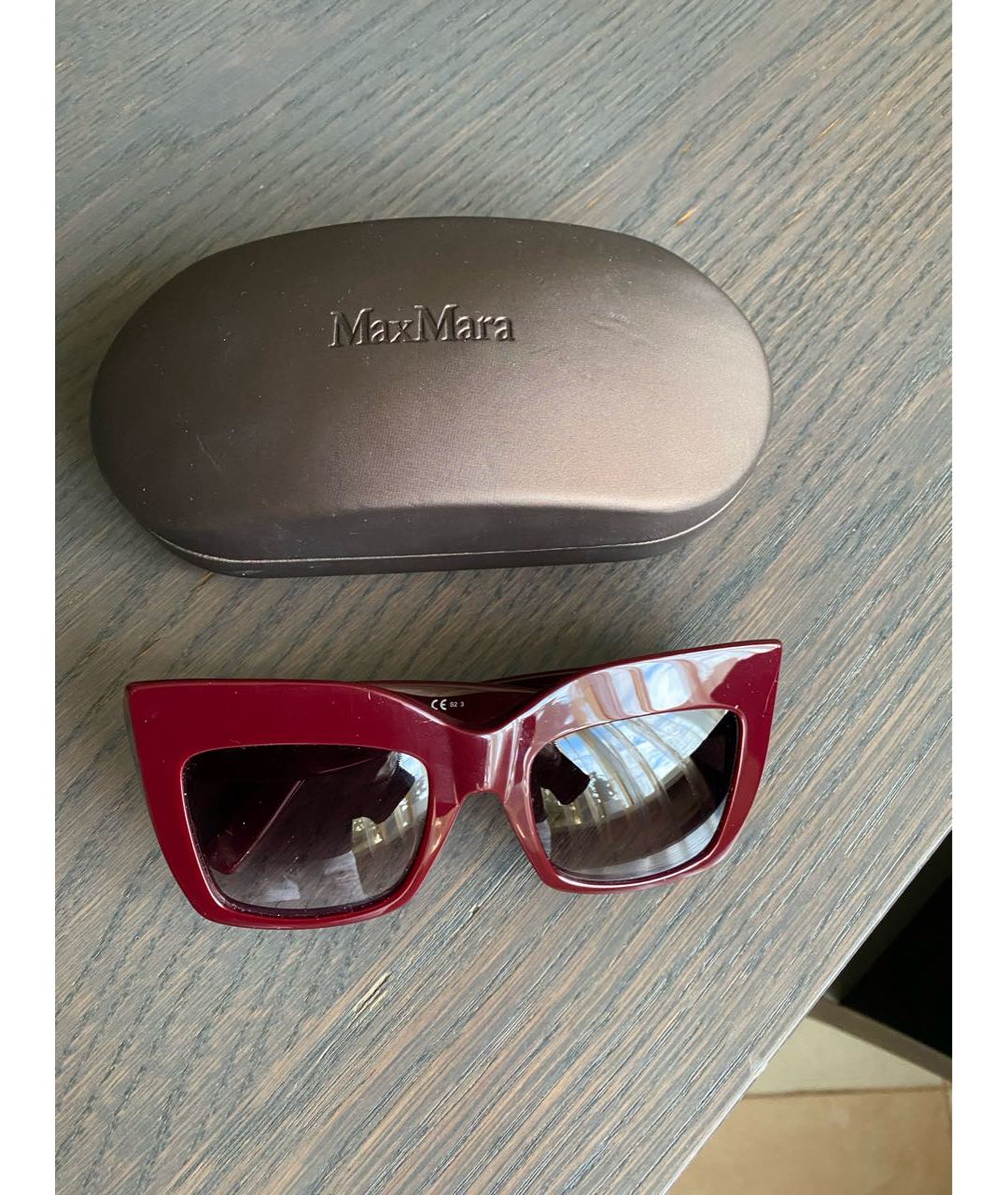 MAX MARA Бордовые пластиковые солнцезащитные очки, фото 3