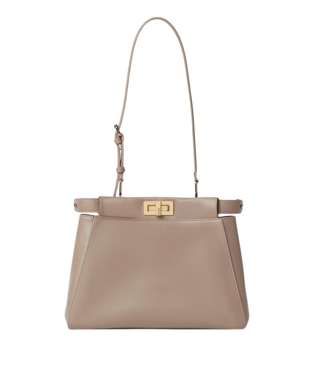 FENDI Бежевая кожаная сумка тоут, фото 1