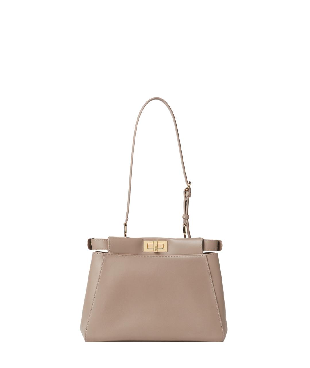 FENDI Бежевая кожаная сумка тоут, фото 3