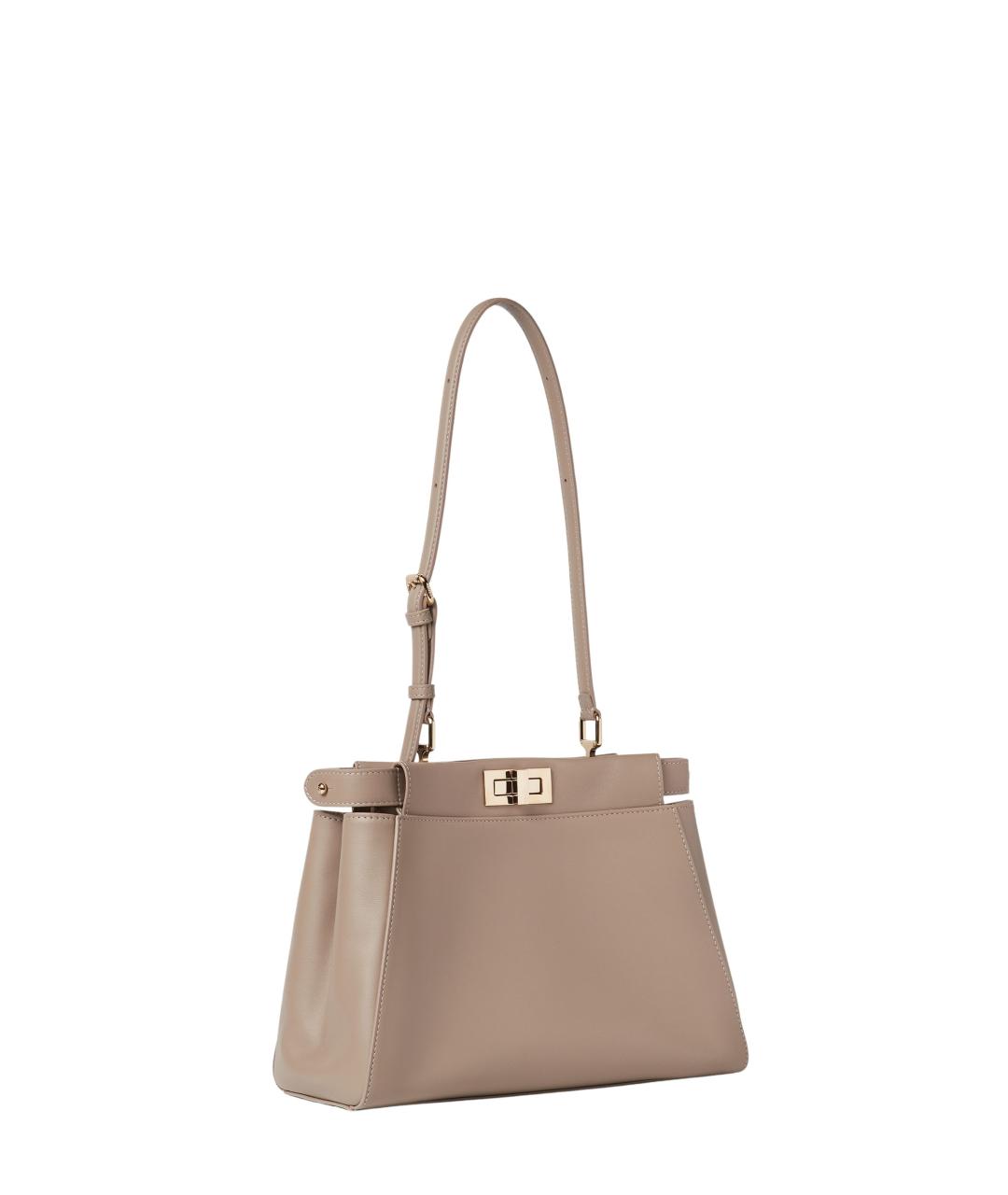 FENDI Бежевая кожаная сумка тоут, фото 2