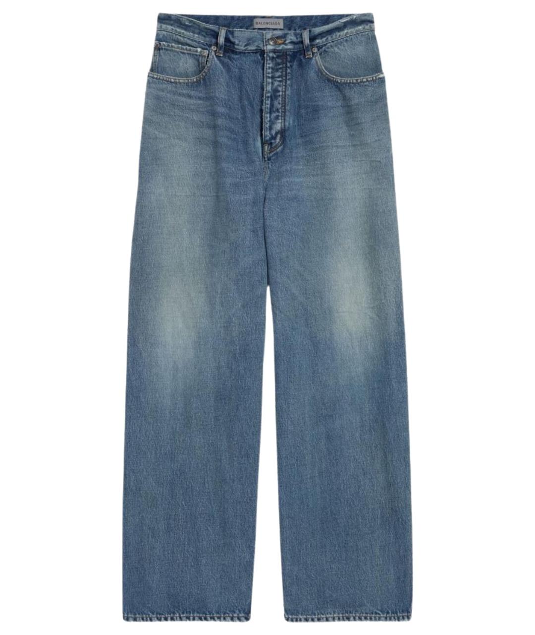 BALENCIAGA Голубые хлопковые прямые джинсы, фото 1