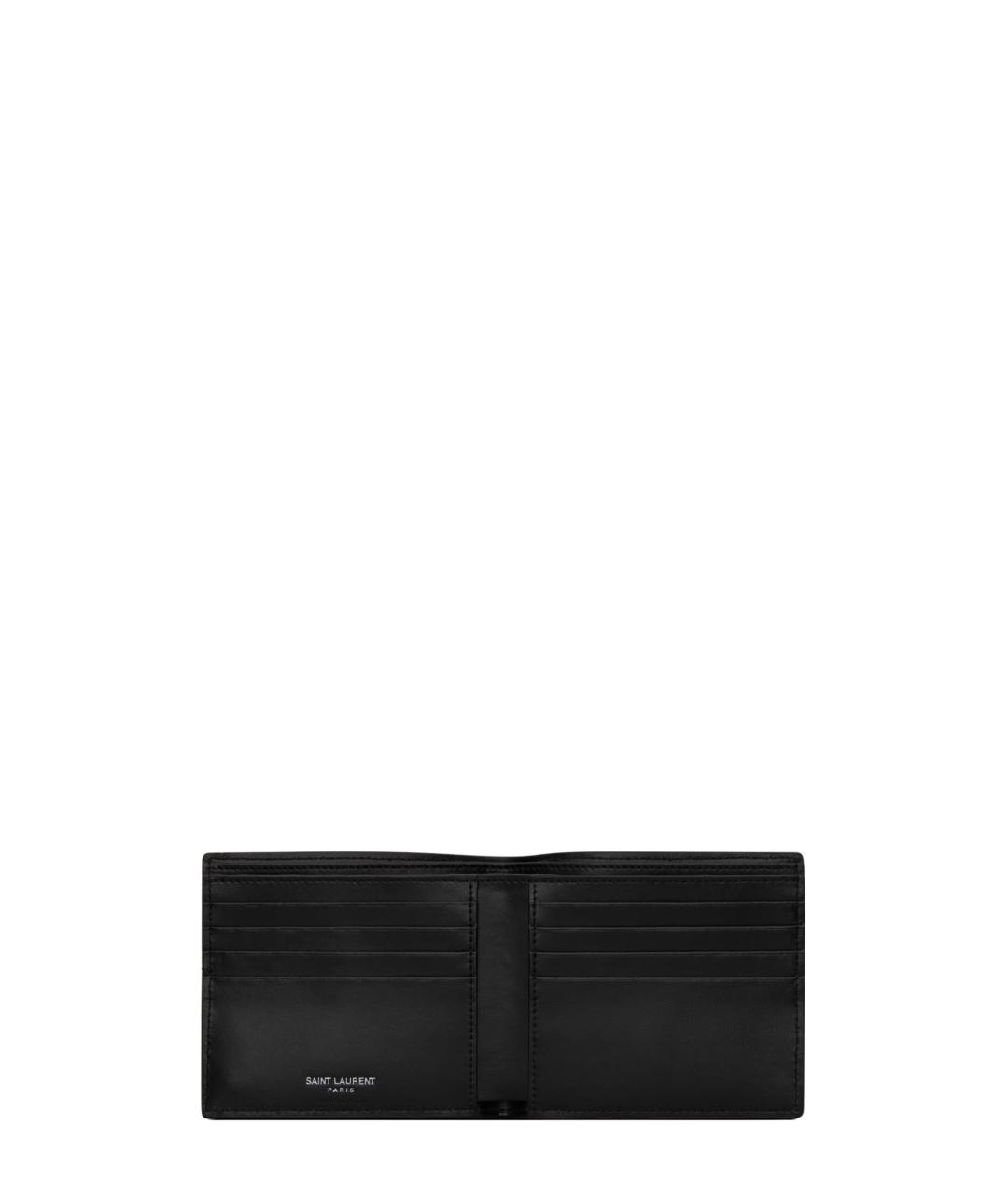 SAINT LAURENT Черный кожаный кошелек, фото 3