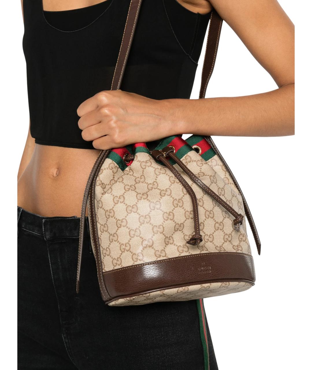 GUCCI Бежевая сумка тоут из канвы, фото 5