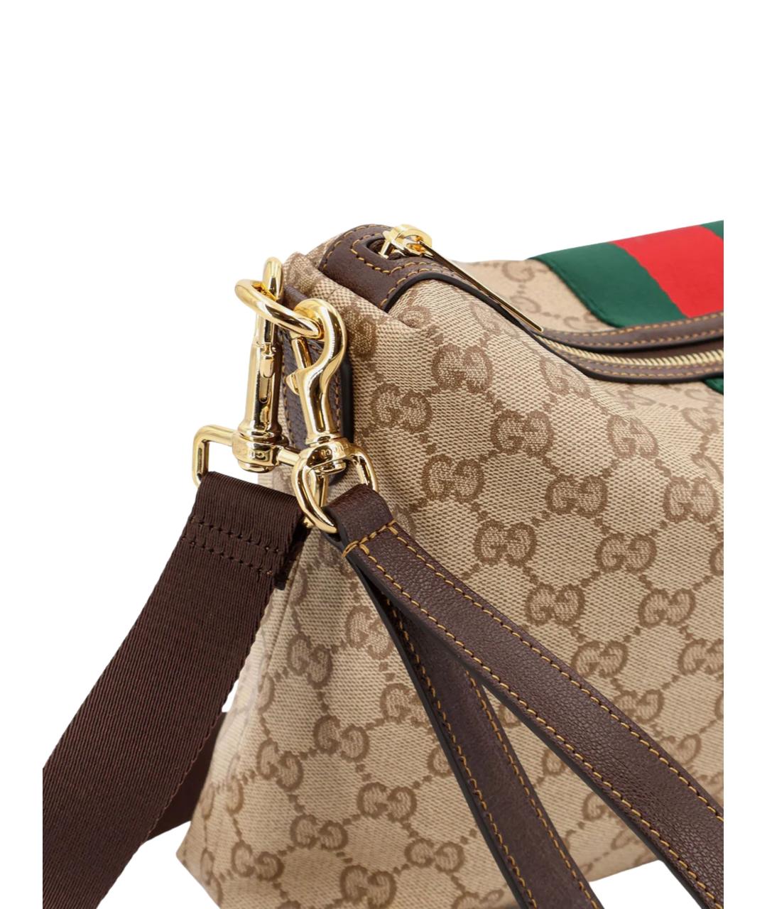 GUCCI Бежевая жаккардовая сумка на плечо, фото 4
