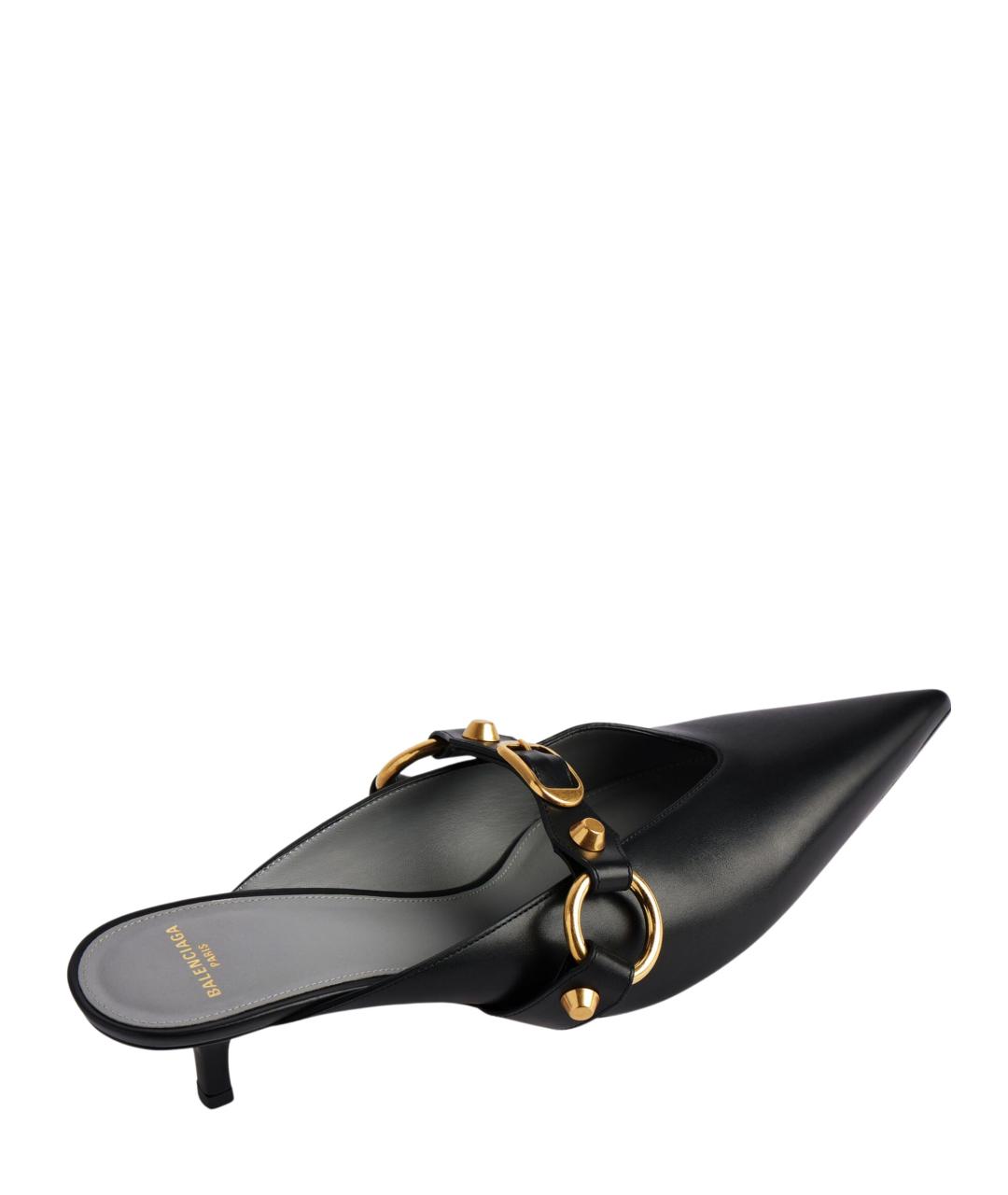 BALENCIAGA Черные кожаные мюли, фото 2