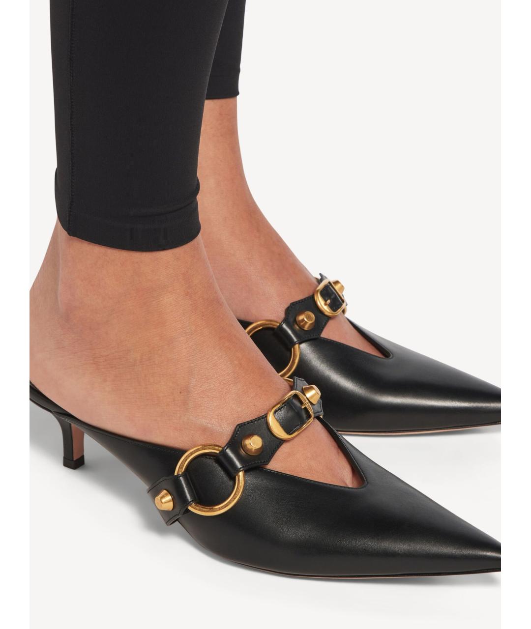 BALENCIAGA Черные кожаные мюли, фото 6