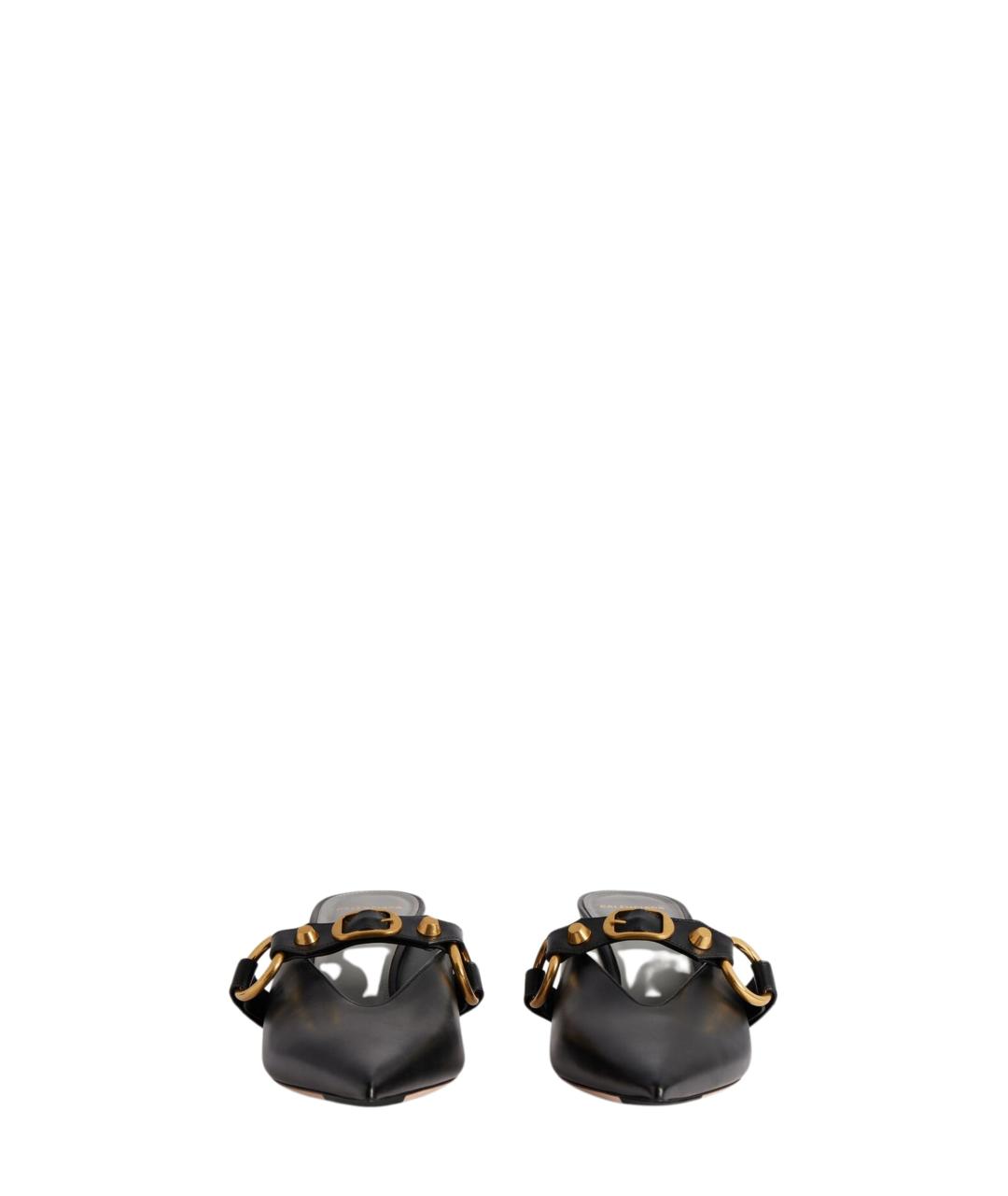BALENCIAGA Черные кожаные мюли, фото 4