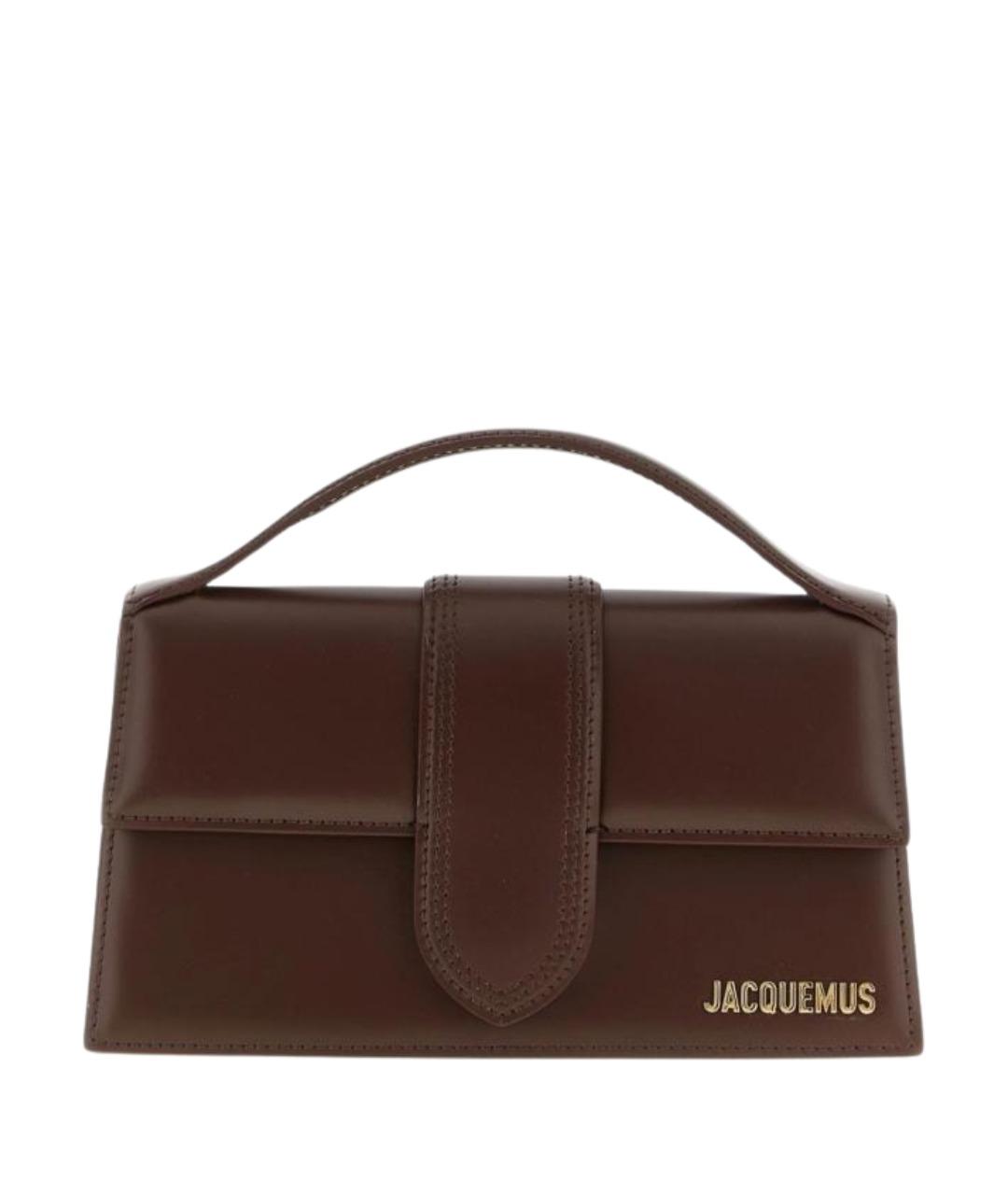 JACQUEMUS Коричневая кожаная сумка с короткими ручками, фото 1