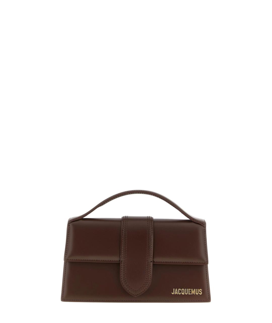 JACQUEMUS Коричневая кожаная сумка с короткими ручками, фото 4