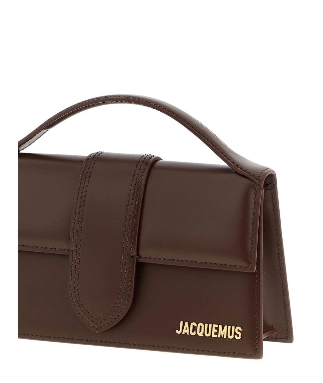 JACQUEMUS Коричневая кожаная сумка с короткими ручками, фото 3