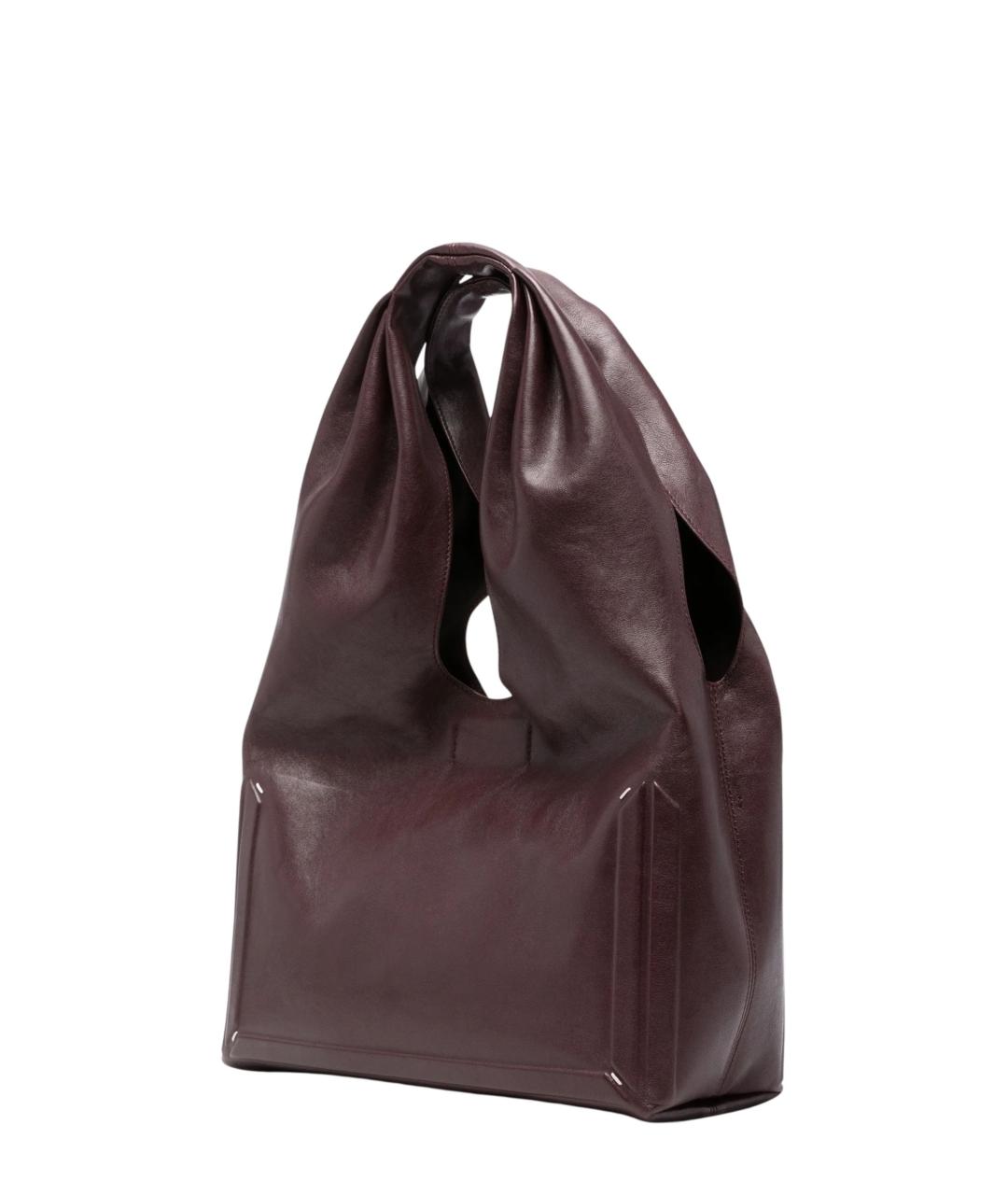 MAISON MARGIELA Бордовая кожаная сумка тоут, фото 2