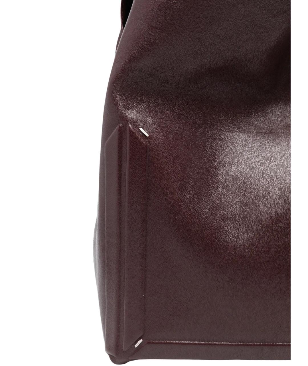 MAISON MARGIELA Бордовая кожаная сумка тоут, фото 3
