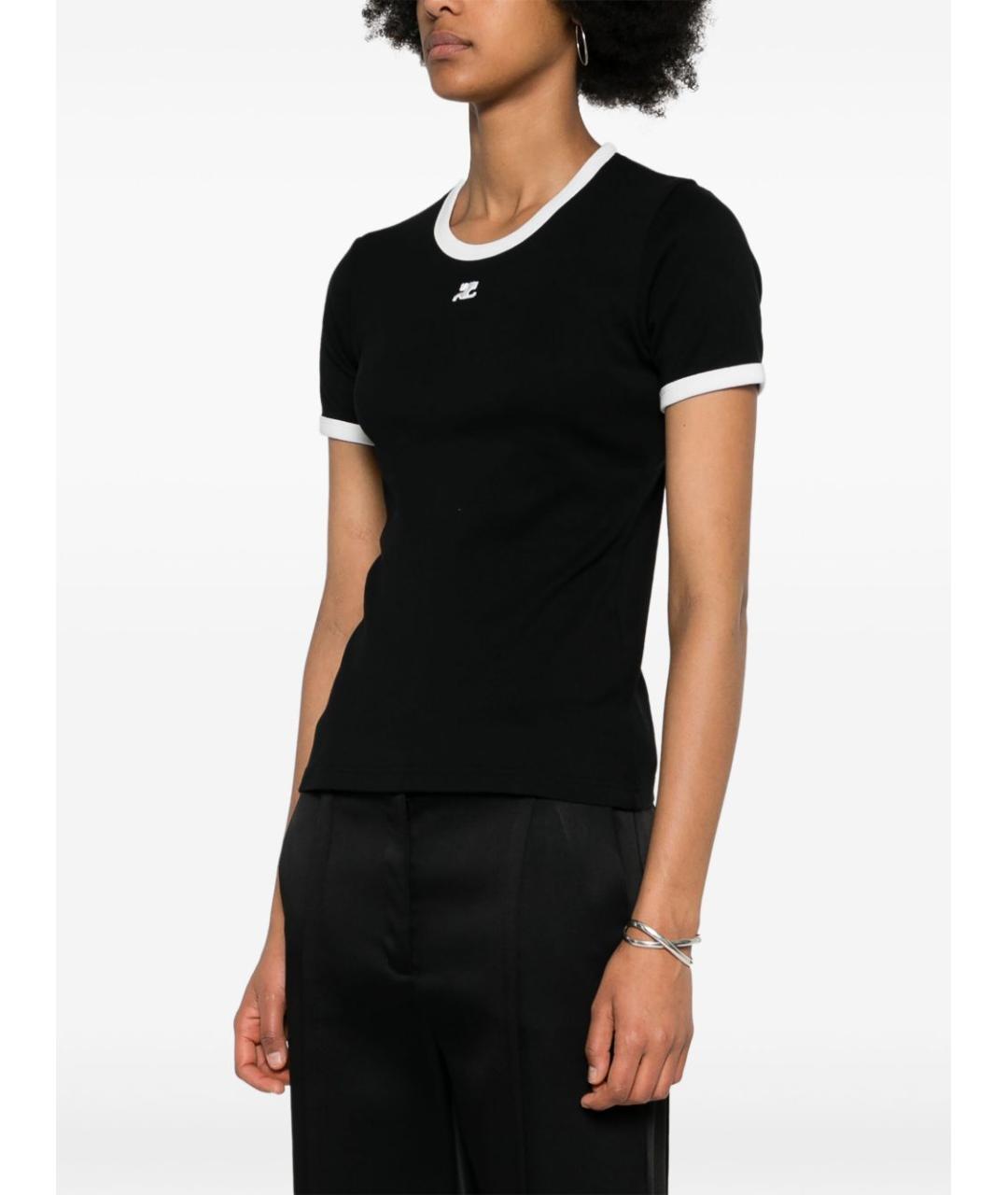 COURREGES Черная хлопковая футболка, фото 3