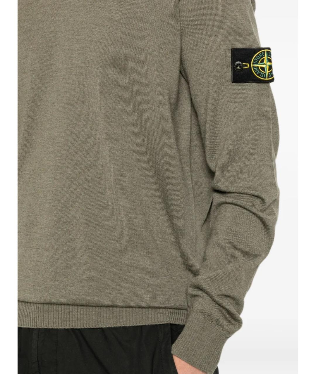 STONE ISLAND Хаки шерстяной джемпер / свитер, фото 5