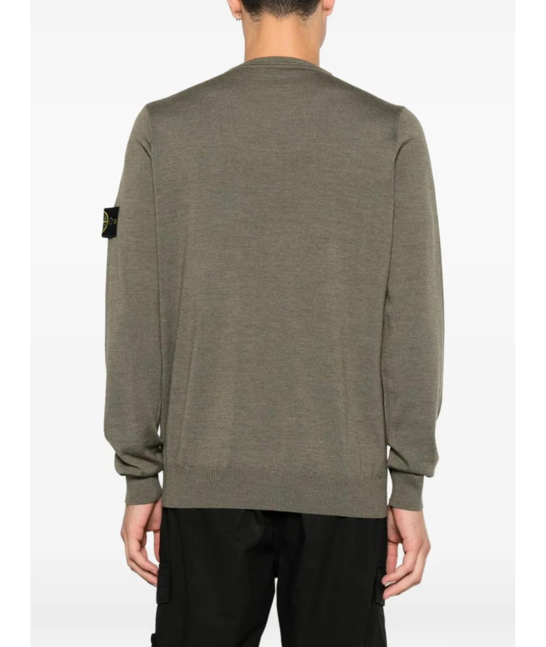 STONE ISLAND Хаки шерстяной джемпер / свитер, фото 4