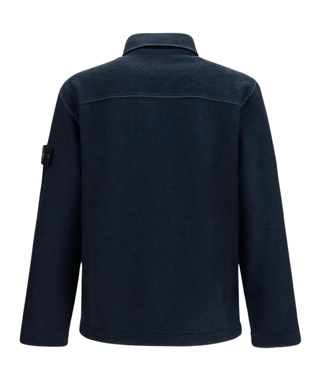 STONE ISLAND Темно-синяя шерстяная кэжуал рубашка, фото 2
