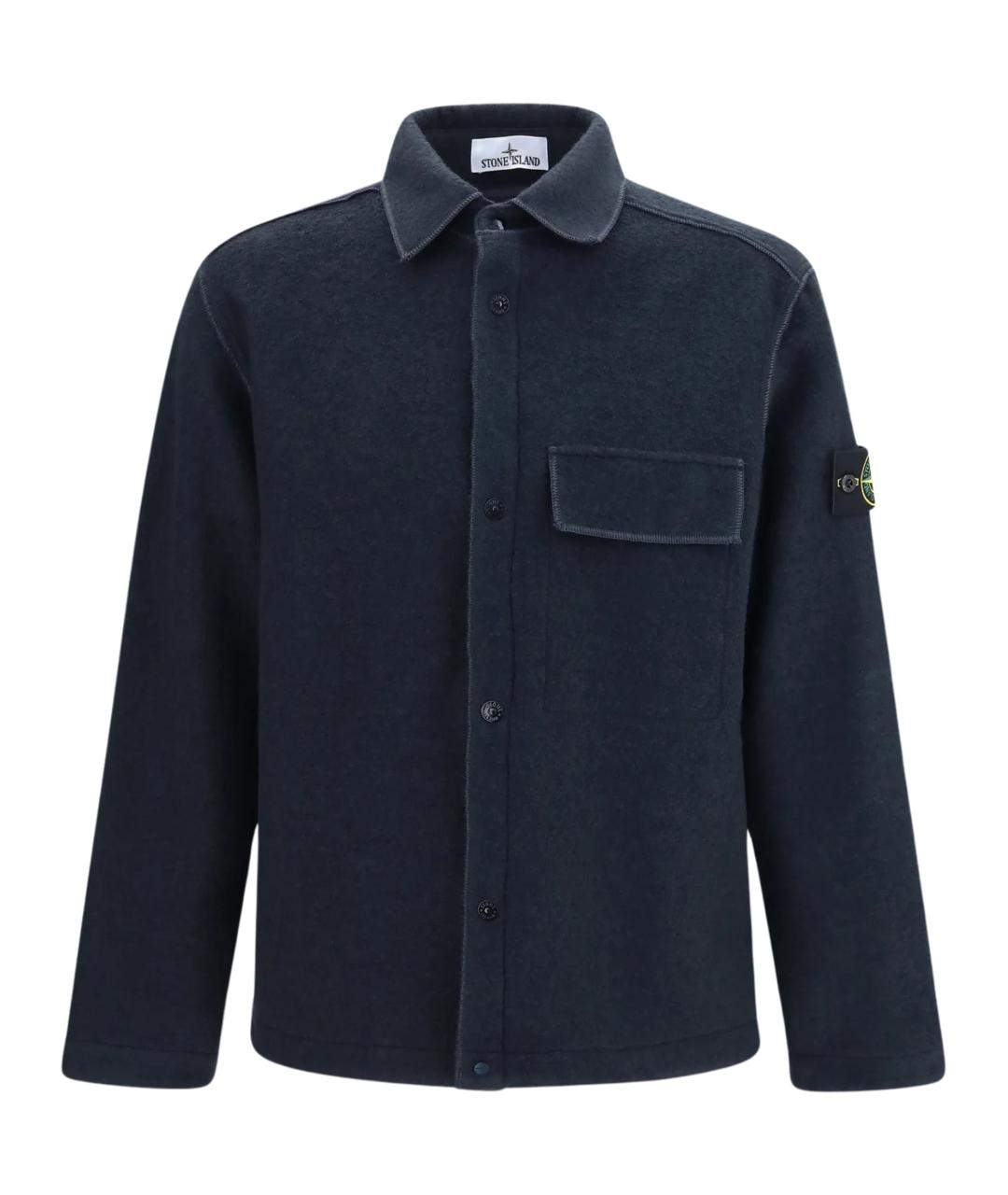 STONE ISLAND Темно-синяя шерстяная кэжуал рубашка, фото 1