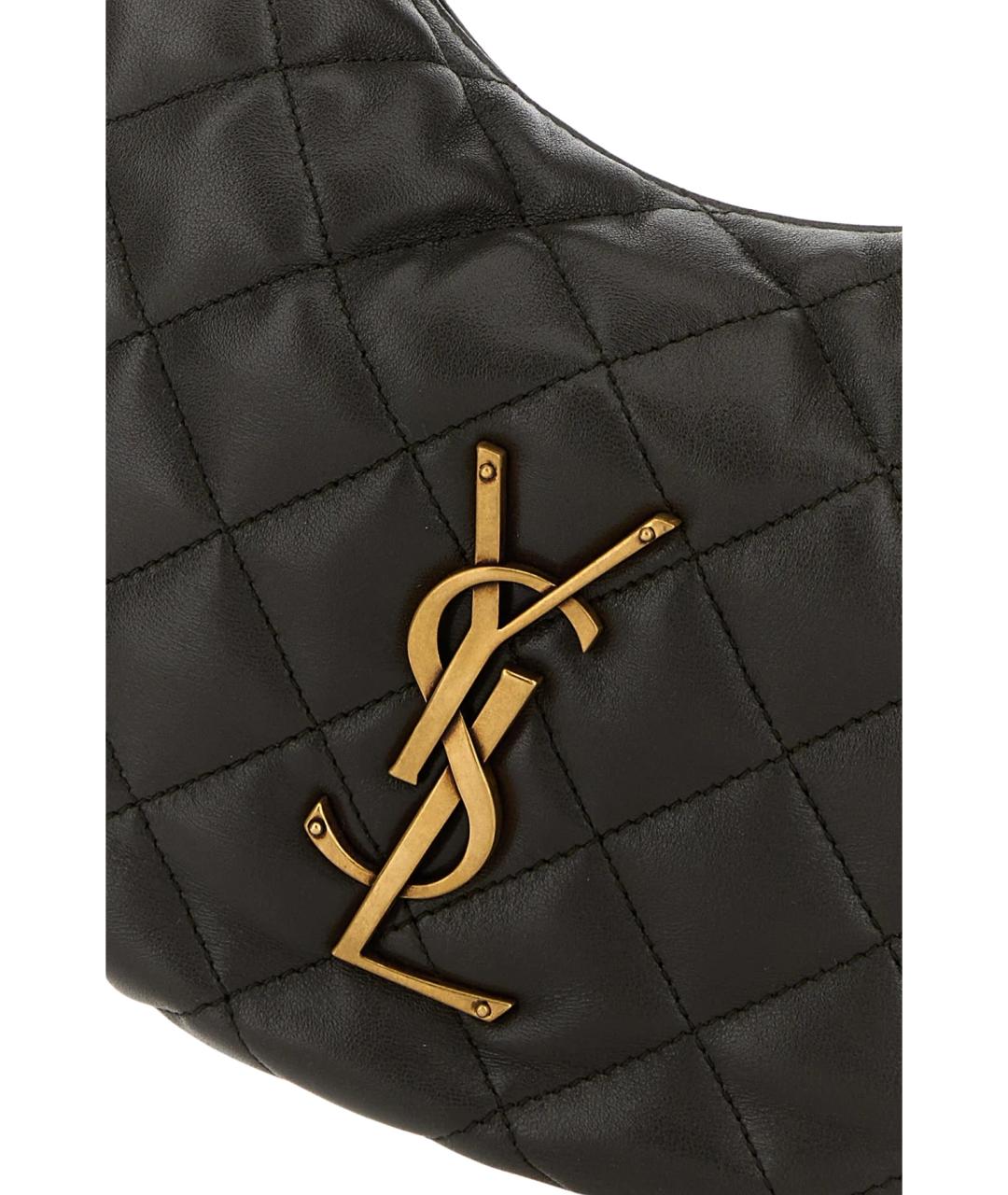 SAINT LAURENT Черная кожаная сумка с короткими ручками, фото 4
