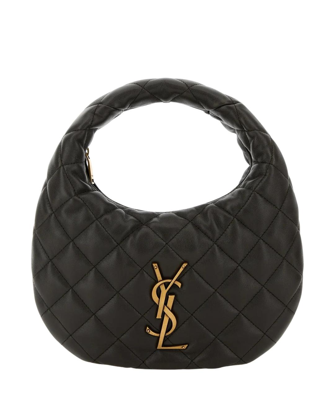 SAINT LAURENT Черная кожаная сумка с короткими ручками, фото 1