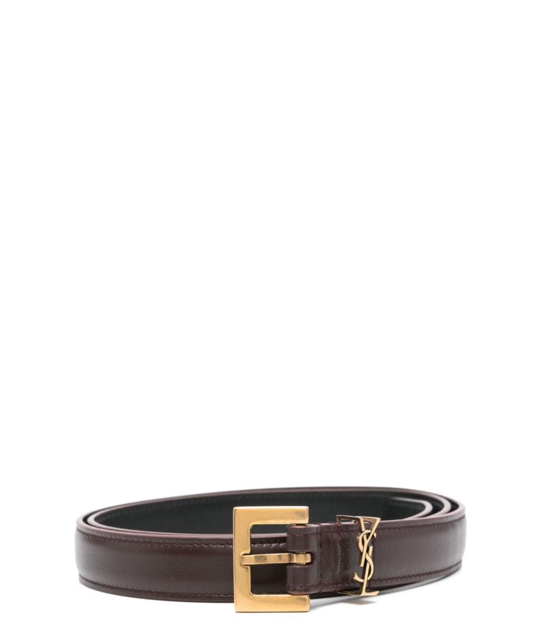 SAINT LAURENT Коричневый кожаный ремень, фото 1