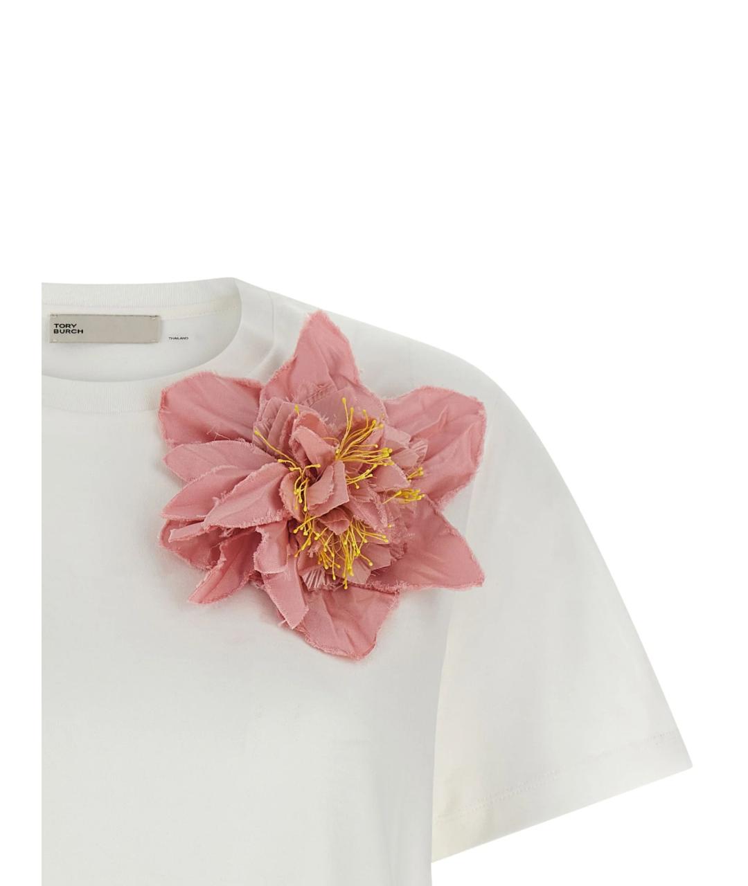TORY BURCH Белая хлопковая футболка, фото 3