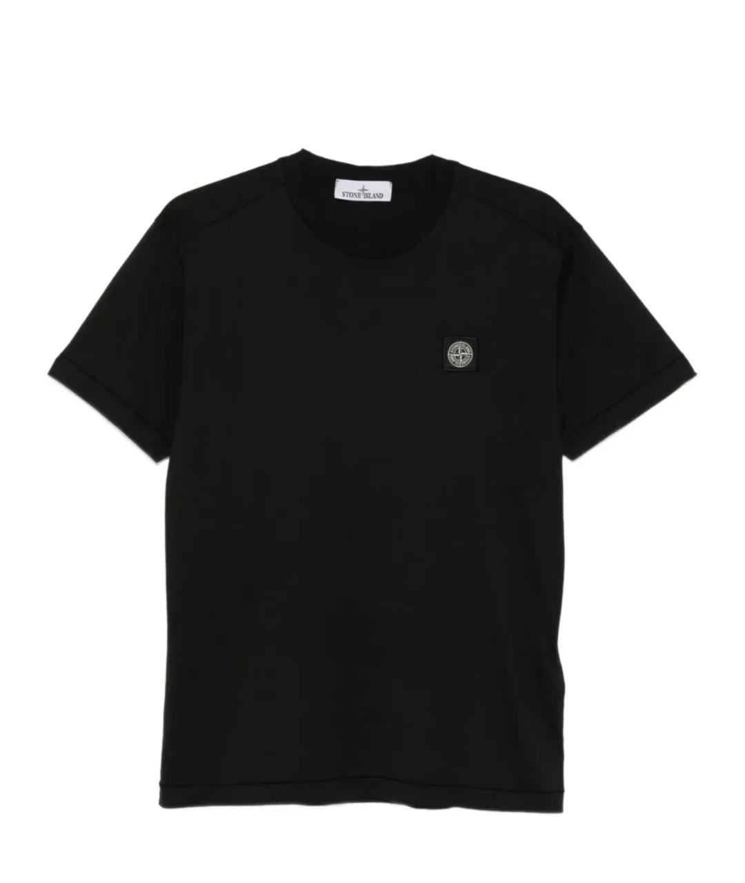 STONE ISLAND Черная хлопковая футболка, фото 1