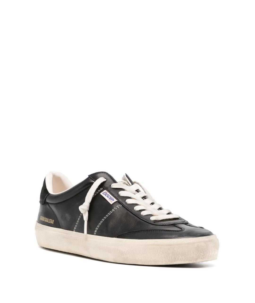 GOLDEN GOOSE Черные кожаные низкие кроссовки / кеды, фото 2