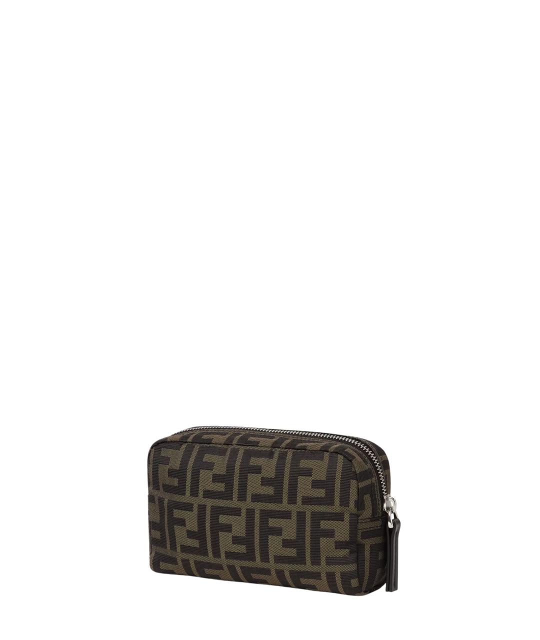 FENDI Коричневая тканевая косметичка, фото 2