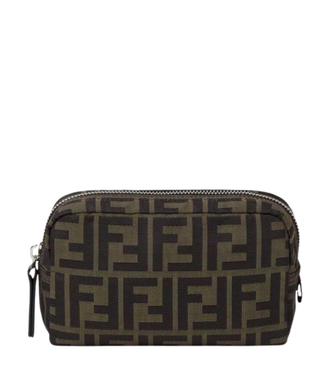 FENDI Коричневая тканевая косметичка, фото 1
