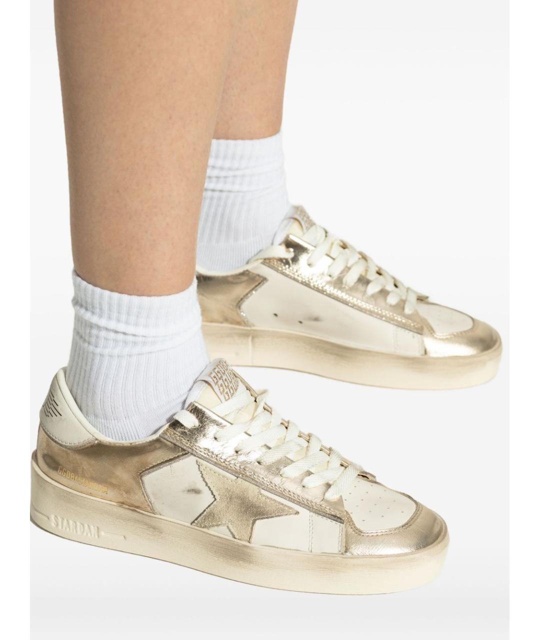 GOLDEN GOOSE Золотые кожаные кеды, фото 6