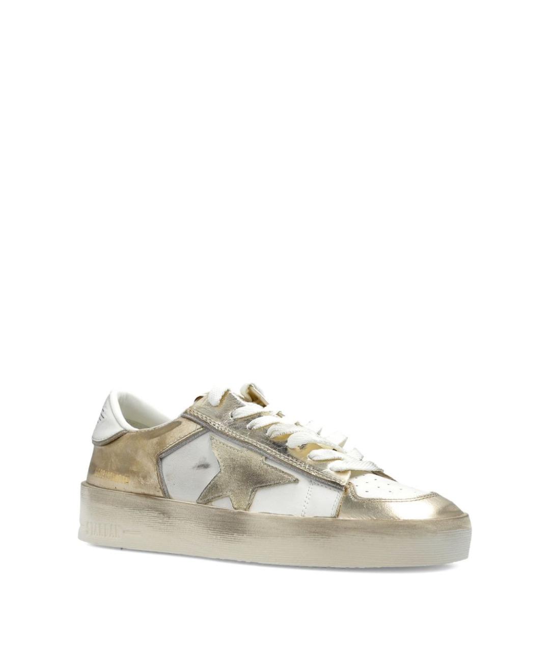 GOLDEN GOOSE Золотые кожаные кеды, фото 2