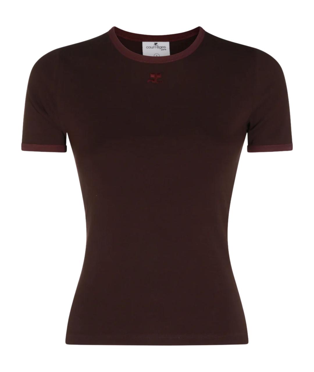 COURREGES Бордовая хлопковая футболка, фото 1