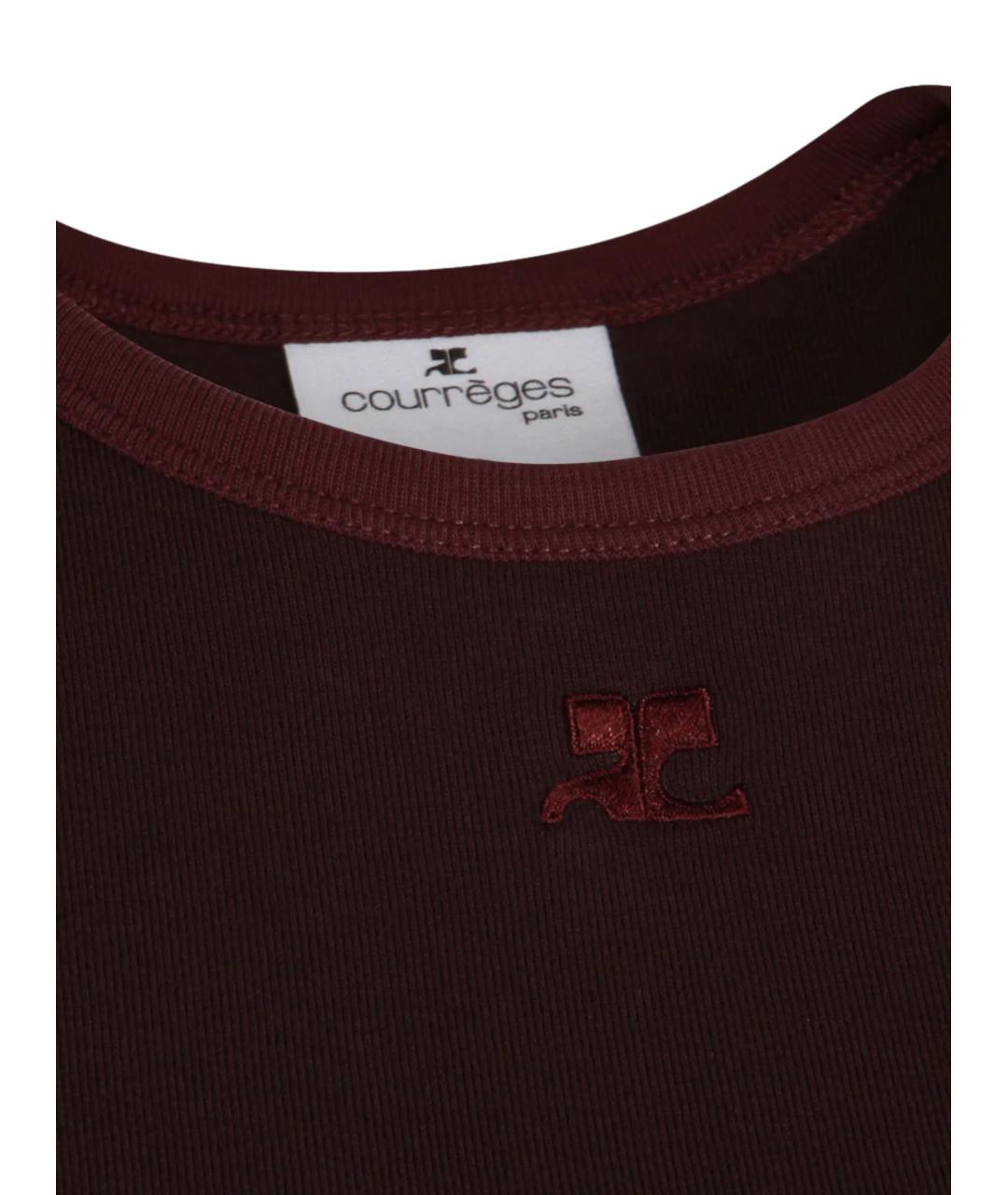 COURREGES Бордовая хлопковая футболка, фото 3