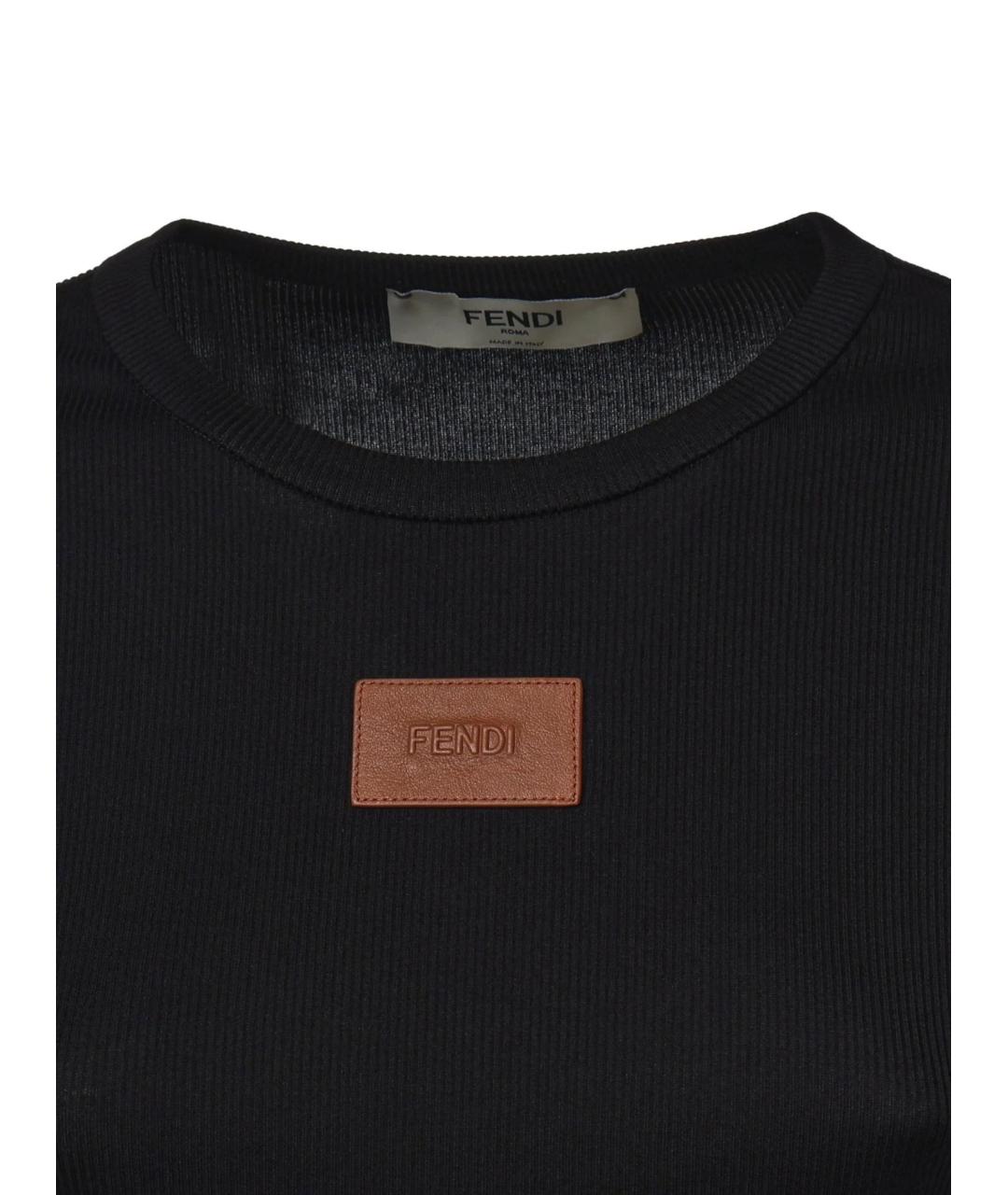 FENDI Черная хлопковая футболка, фото 3
