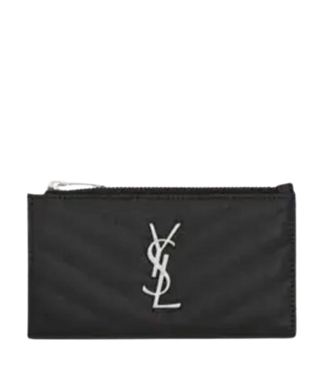 SAINT LAURENT Черный кожаный кошелек, фото 1