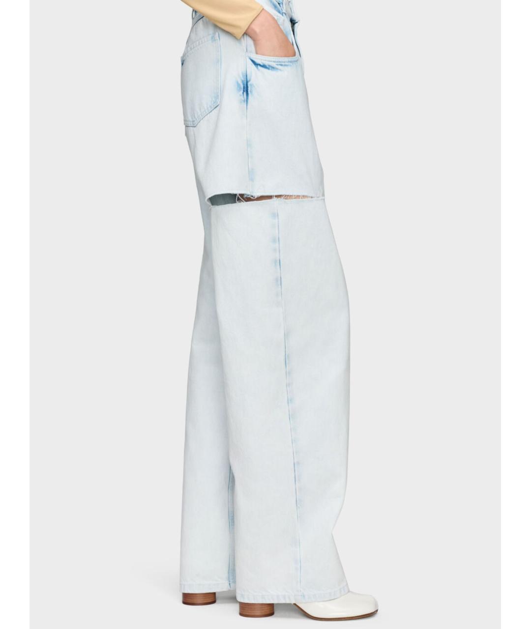 MAISON MARGIELA Голубые хлопковые прямые джинсы, фото 3