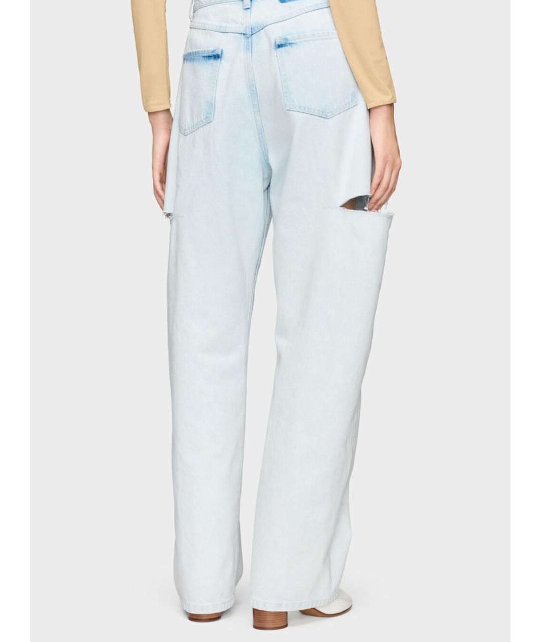 MAISON MARGIELA Голубые хлопковые прямые джинсы, фото 4