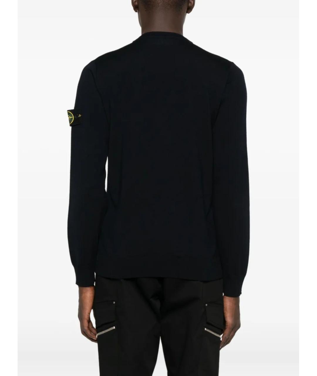 STONE ISLAND Темно-синий шерстяной джемпер / свитер, фото 4