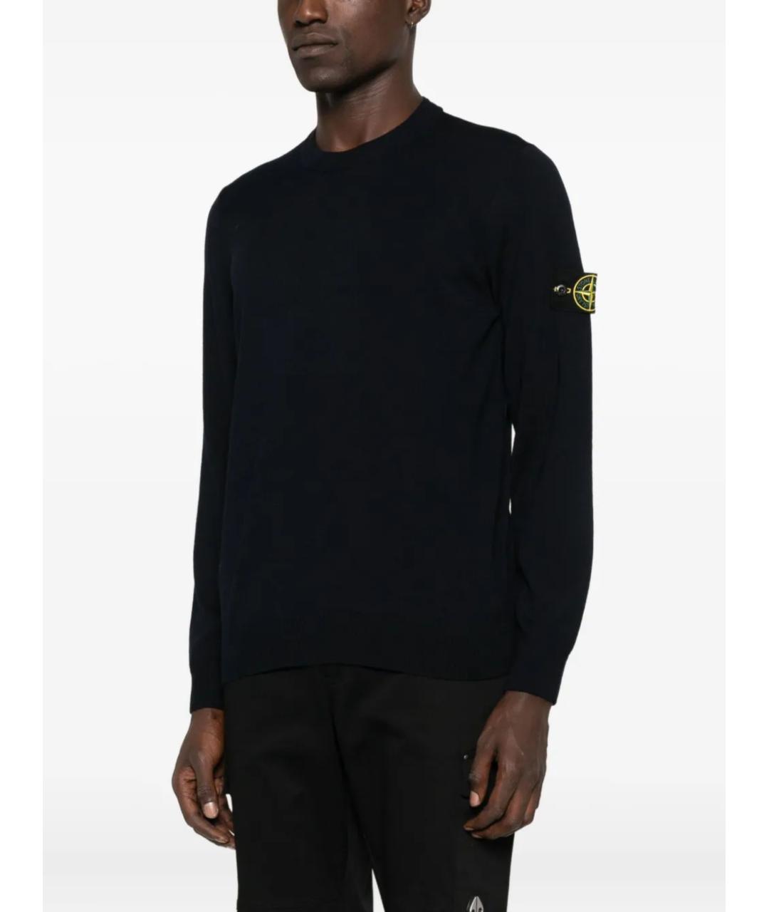 STONE ISLAND Темно-синий шерстяной джемпер / свитер, фото 3