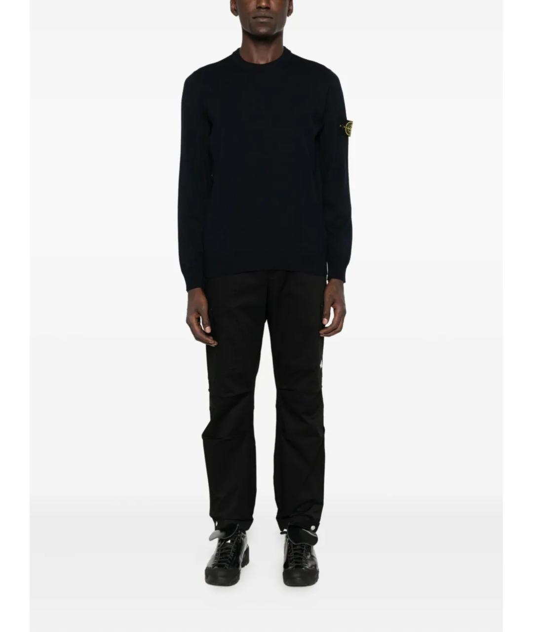 STONE ISLAND Темно-синий шерстяной джемпер / свитер, фото 2