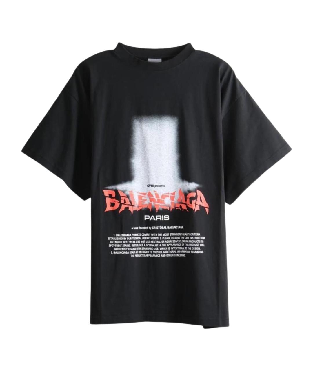 BALENCIAGA Черная хлопковая футболка, фото 1