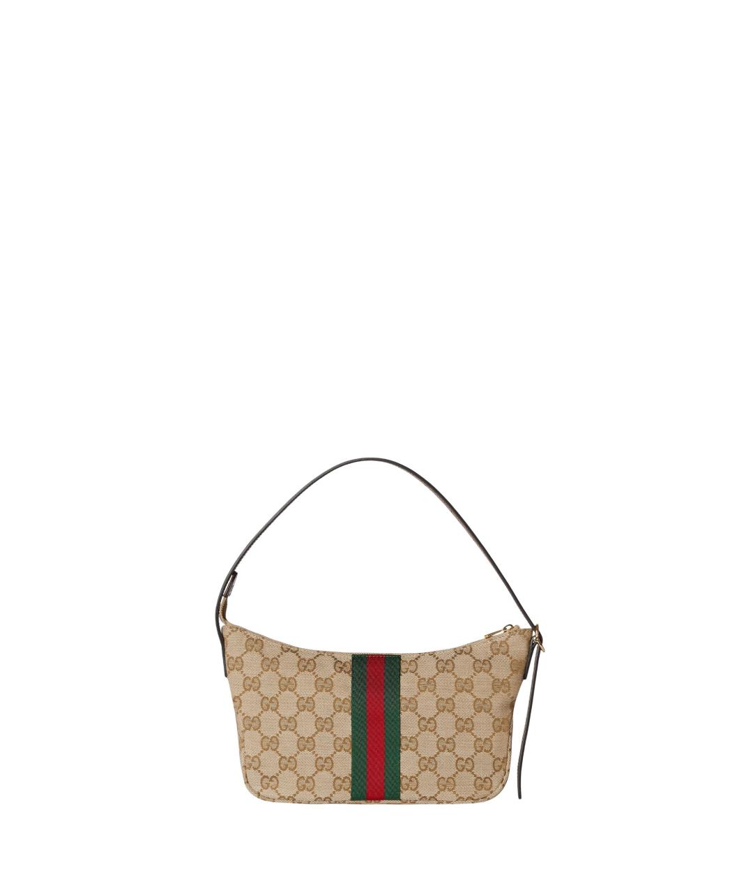 GUCCI Бежевая жаккардовая сумка на плечо, фото 2