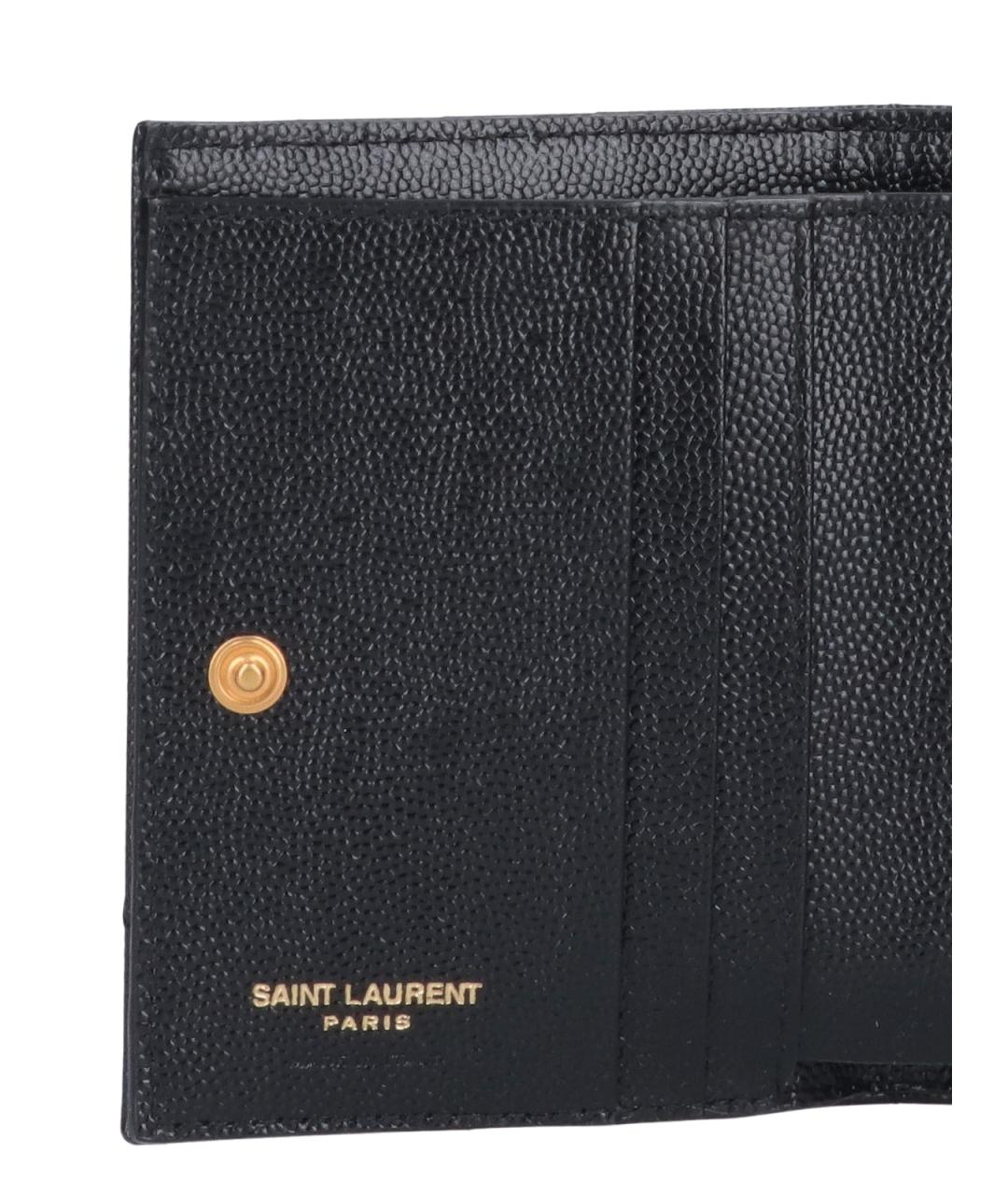 SAINT LAURENT Черный кожаный кошелек, фото 5