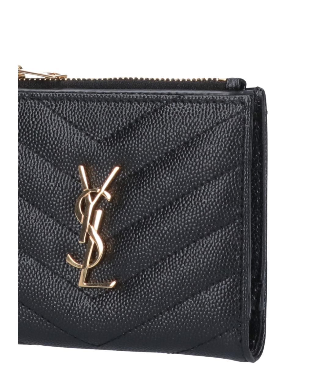 SAINT LAURENT Черный кожаный кошелек, фото 4